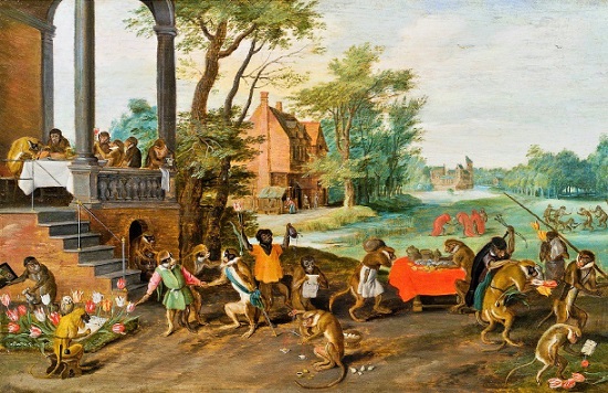 A satire of the Folly of Tulip Mania by Jan Brueghel the Younger